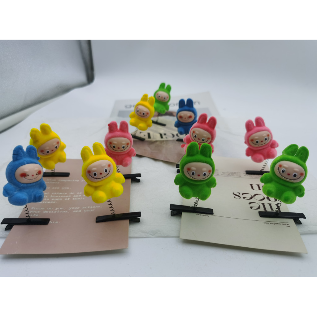 สามมิติ Bubble Mart labubu flocked กิ๊บติดผมตุ๊กตาหญิงเครื่องประดับผมการ์ตูนใหม่