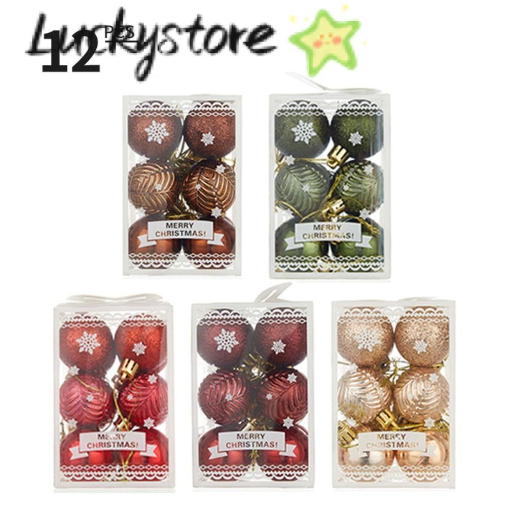 Lucky 12 ชิ้นชุดลูกบอลคริสต์มาส, พลาสติก 4 ซม.ลูกบอลต้นคริสต์มาส, คุณภาพสูง Suspensable 5 สี Xmas เครื่องประดับ Ball Home