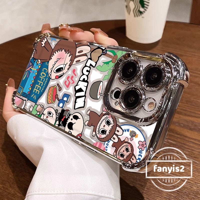 SAMSUNG สําหรับsamsung A55 A15 A05S A54 A34 A12 A13 A14 A50 A32 A25 A24 A23 A51 A52 A53 A50 A22 A03 ปลอกน่ารักLabuเคสโทรศัพท์ชุบโปร่งใสสี่มุมAntiฤดูใบไม้ร่วงถุงลมนิรภัย