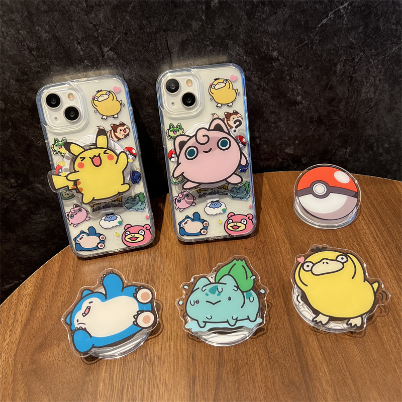 Pikachu Pokemon Psyduck Snorlax Magnetic Stand Holder Phone Grip Phone Tok Stand Phone 16 Pro Max Samsung Griptok Grip Tok Stand Case Holder Ring Mount