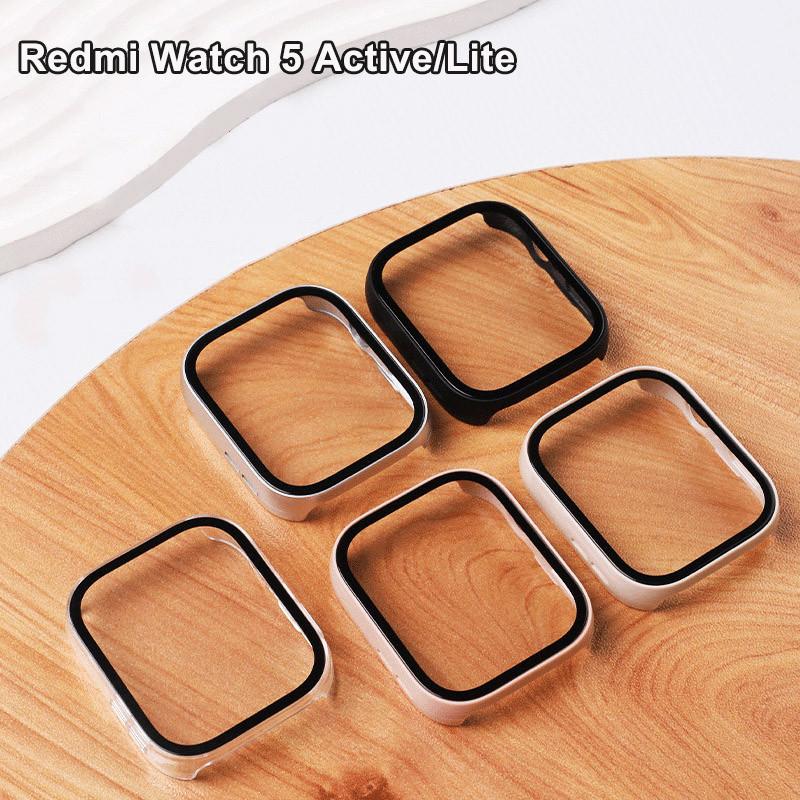 กระจกนิรภัย + สําหรับ Xiaomi Redmi Watch 5 Active Screen Protector Hard PC กันชนฝาครอบป้องกันสําหรับ MI Redmi Watch 5 Lite