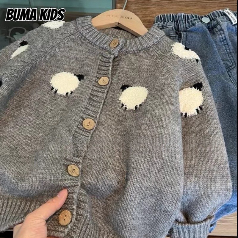 Buma KIDS เสื้อสเวตเตอร์ถักเสื้อกันหนาวแฟชั่นสําหรับเด็ก, เสื้อกันหนาวถักลําลองการ์ตูนเข้ากันทั้งหมด