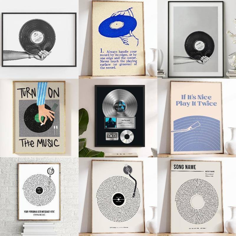 เพลง Wall Art เครื่องเล่นแผ่นเสียงโปสเตอร์ Retro Groovy ไวนิลโปสเตอร์,ของที่ระลึกของขวัญ,ไม่มีกรอบโปสเตอร์