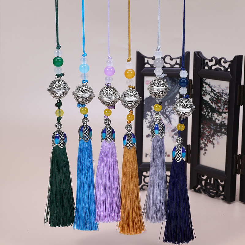 จี้โทรศัพท์มือถือกระดิ่งพระราชวังแบบใหม่ DIY จี้พัดลมโบราณพู่พู่พู่พู่ขนาดเล็กอุปกรณ์เสริมชุดฮั่นที่สวยงาม dbss