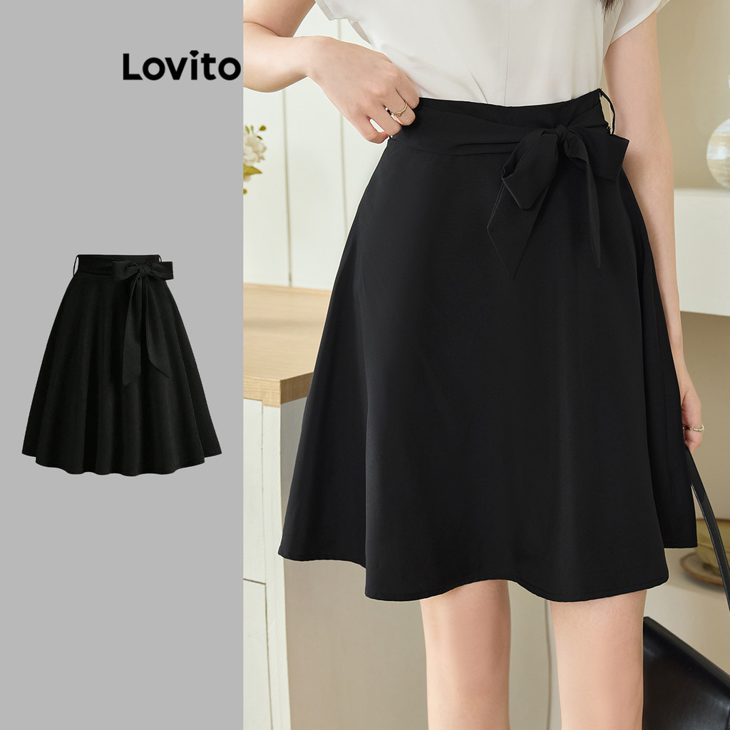 Lovito กระโปรงลูกไม้ธรรมดาหรูหราสำหรับผู้หญิง L104ED090