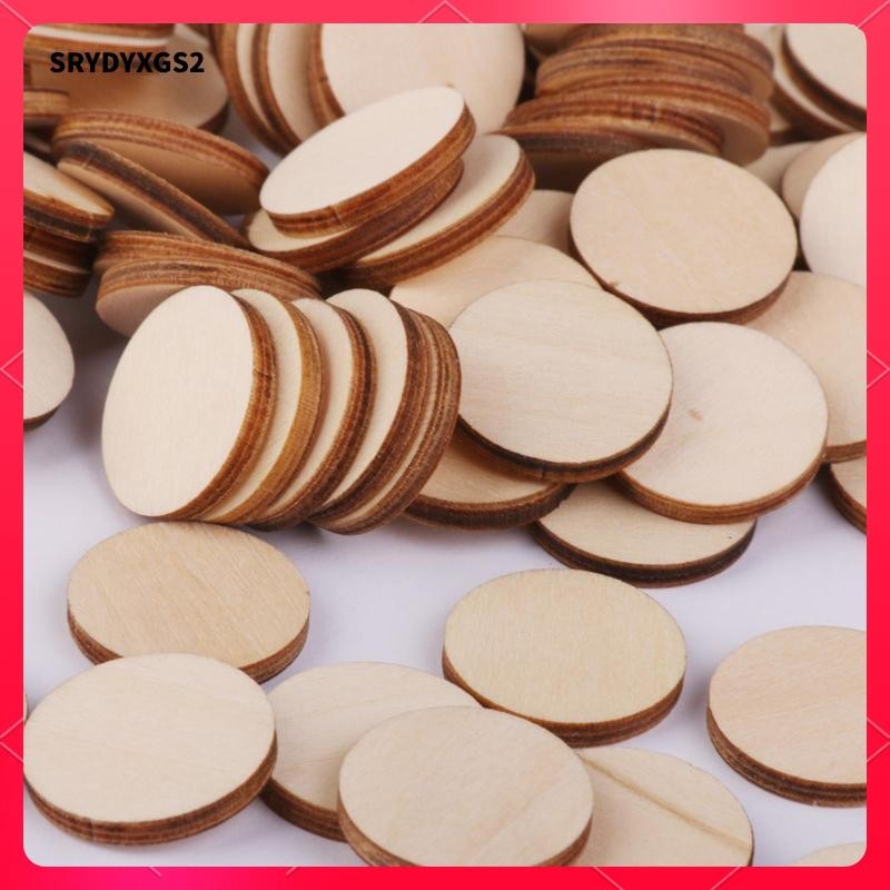 [Srydyxgs2] 100 ชิ้น WOODEN ROUND CRAFT CARD MAKING SCRAPBOOKING 10x3 มม.
