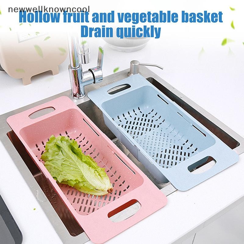Newwellknowncool จานห้องครัวราวตากพลาสติกปรับ Drainer Rack ผลไม้ผักห้องครัวอ่างล้างจานทําความสะอาดตะกร้าเครื่องมือ AAD