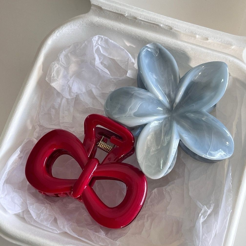 ใหม่สีแดงโบว์ดอกไม้กิ๊บสาวน่ารักหลังหัวฉลามคลิปแฟชั่นอุปกรณ์ผม