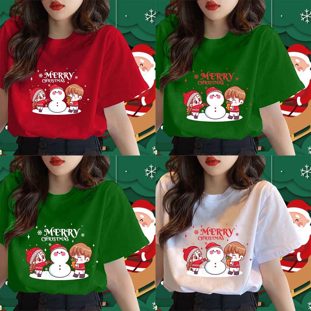 COD (จัดส่งในกรุงเทพฯ) MAO Shop เสื้อคริสต์มาส Merry Christmas T-Shirt Xmas Gift ซานตาคลอส พิมพ์ลาย