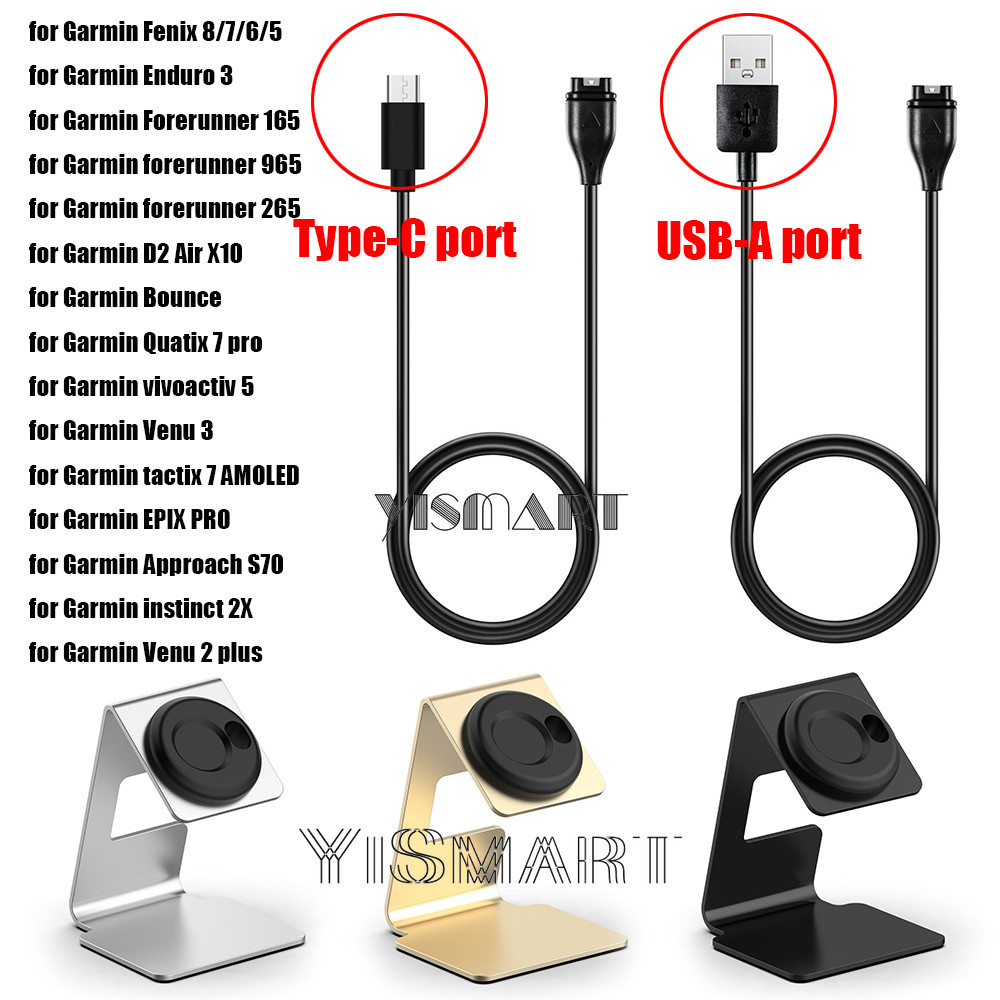 Charger Stand Holder สายชาร์จสําหรับ Garmin Fenix 8 7 7S 7X 6 6S 6X Pro 5 5S 5X Plus, Enduro 3 Forerunner 965, Vivoactive 5
