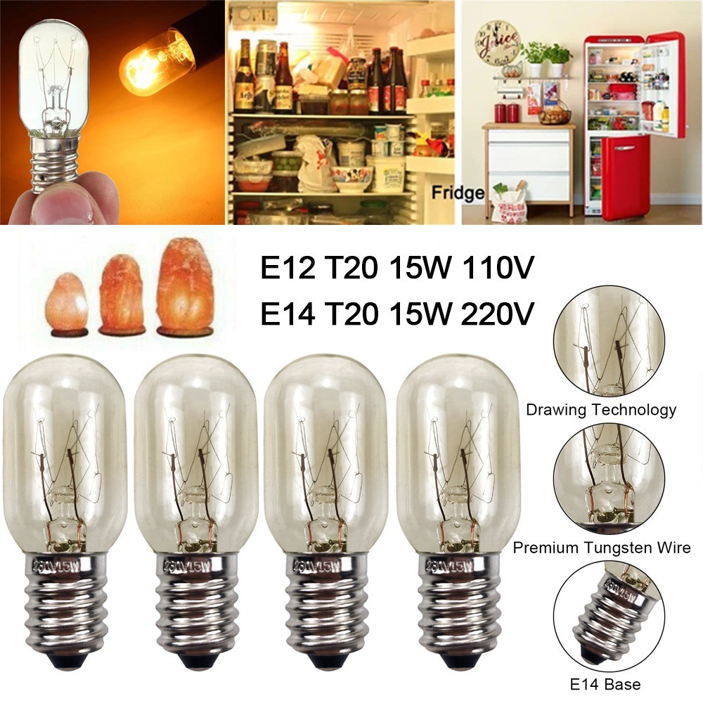 Ac 110V E12 15W ตู้เย็นหลอดไฟ E14 220V 15W หิมาลัยเกลือโคมไฟหลอดไฟตู้แช่แข็ง Light Warm White