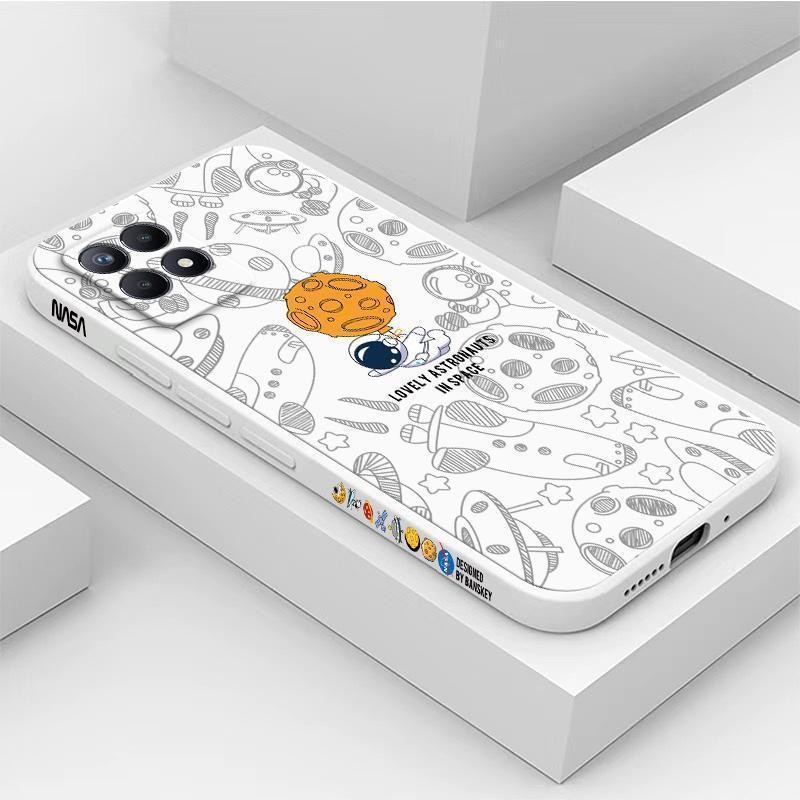 เคส Realme narzo 50 4G สีทึบ Realme 8i ภาพประกอบอวกาศ เคสโทรศัพท์นักบินอวกาศ XTKR - รูปที่ 6