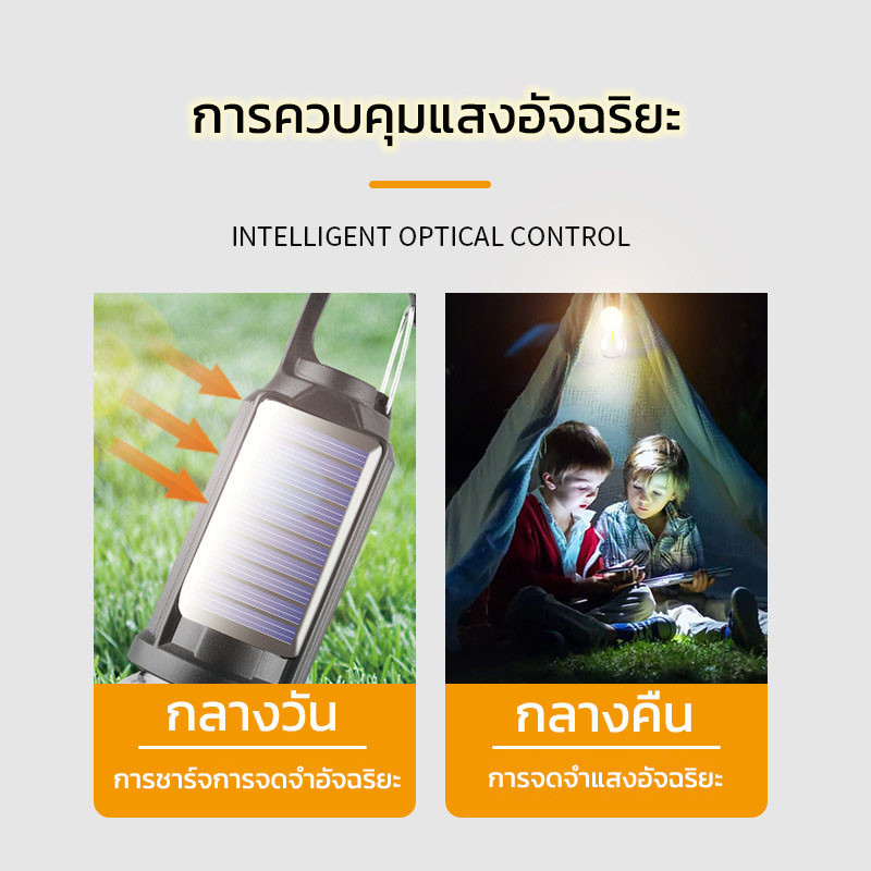 COD💡ไฟพลังงานแสงอาทิตย์ ไฟเต้นท์ โคมไฟ LED ปรับระดับได้ แบบพกพา กันน้ำ Type-C ชาร์จ ไฟแคมป์ปิ้ง - รูปที่ 3