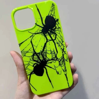 Ins สไตล์บุคลิกภาพ Dark Spider Web เรืองแสงสีเขียวนุ่มสําหรับ iPhone กรณี 16promax 15 15promax 14promax 14plus 13pro 13promax 11 11pro 12promax 12mini XR 7P 8Plus