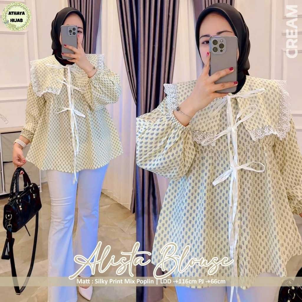 Alista BLOUSE BY ATHAYA | Adem ผู้หญิง BLOUSE SILKY PRINT MIX POPLIN