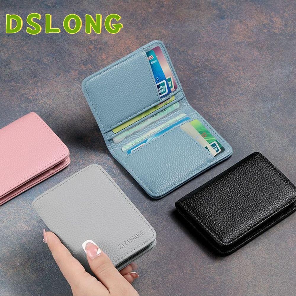 DSLONG กระเป๋าใส่นามบัตร หนัง PU หลายช่อง สีพื้น สําหรับผู้ชาย และผู้หญิง