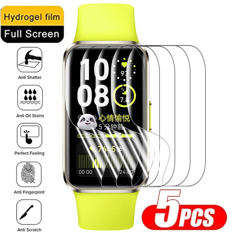 5pcs Soft ป้องกันฟิล์มไฮโดรเจลสําหรับ Huawei Band 10 9 8 Clear HD Full Screen Protector ไม่มี Glas