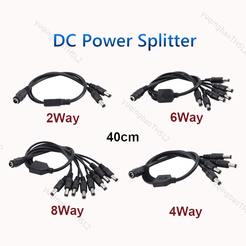 40 ซม.ลวด 2/4/6/8 Way ปลั๊กชาย DC สายไฟ Splitter อะแดปเตอร์ 5.5 x 2.1 มม.แจ็คหญิง 12V 5V 9V TH5L2