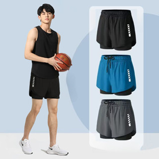 MANSTR [3 สี] 2025 ไม่จํากัดเพศ 2-ใน-1 วิ่งกางเกงขาสั้นแห้งเ…