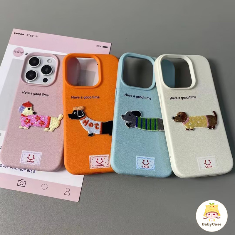 เคสไอโฟน 16 สำหรับ iPhone 11 15 16 13 14 12 Pro Max 7Plus XR 8 7 14 15 16 Plus XS X Max ผ้าคลุมหนังลูกสุนัขการ์ตูนตลก
