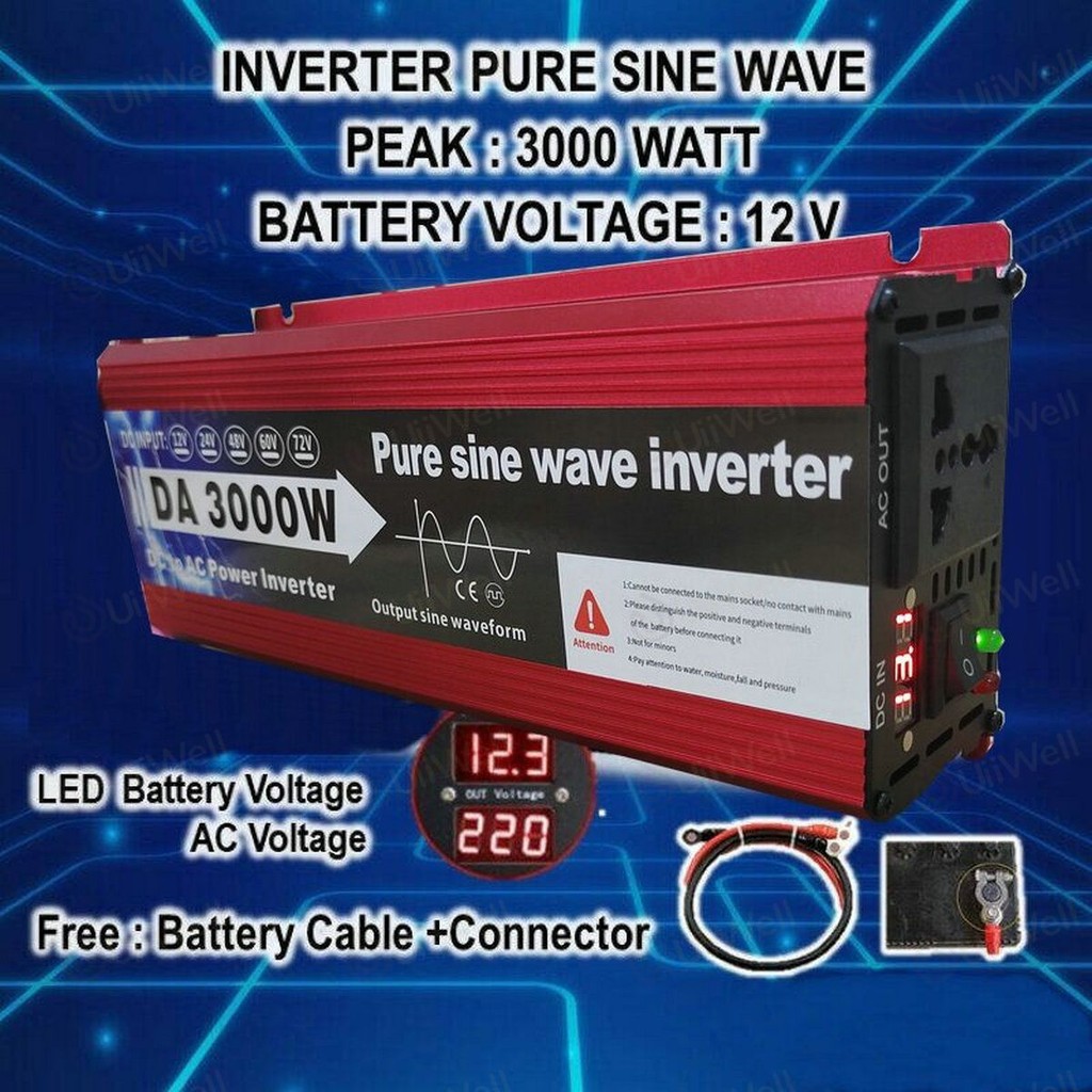 อินเวอร์เตอร์ DA1600W/2200W รุ่น12Vอินเวอร์เตอร์เพียวซายเวฟ Inverter pure sine wave อินเวอร์เตอร์ แป
