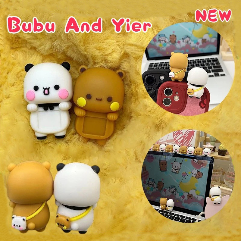 2 ชิ้น Bubu Dudu เครื่องประดับ, ตกแต่งขอบหน้าจอรถยนต์, Bubu และ Yier โทรศัพท์มือถือหน้าจอแสดงผลน่ารักอุปกรณ์เสริมในรถยนต์