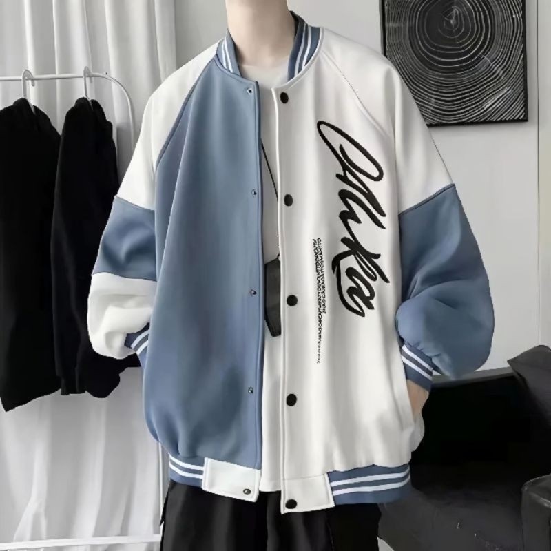 Klambi Bagus - Varsity BIG SIZE (S - 6XL) Bomber Mix Combine Two Tone SIMPLE Jacket Korean Street St