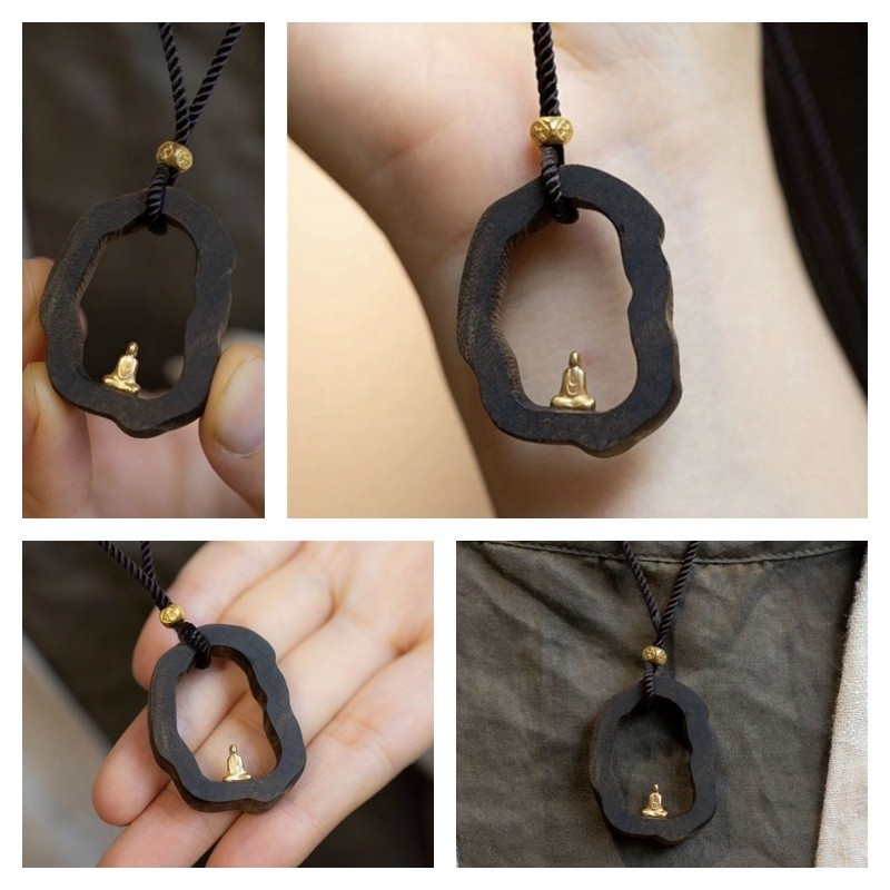 C c c c c c c c c c c c charm More More Prosperous Phaseless Buddha แบบพกพาสร้อยคอจี้พระพุทธรูป Retr