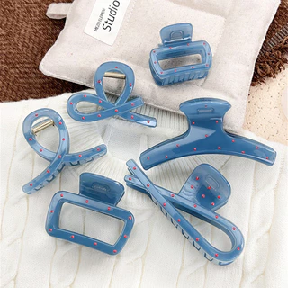Simple Fog Blue Red Polka Dot กิ๊บติดผม High-end Niche Design หวานหนาเสื้อกันหนาวผม Shark Clip