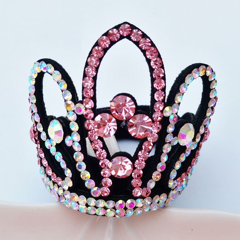 Rhinestone Crown Art ยิมนาสติกเต้นรําเชียร์ลีดเดอร์ Trader แหวนผมรูปแบบสเก็ตอุปกรณ์เสริมผม Ball เชือ