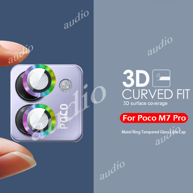 Poco M7 Pro 5G โลหะกล้องเลนส์ Protector กระจกนิรภัยสําหรับ POCO M7 Pro M7Pro 5G Ultra Thin Clear แหวนโลหะกล้อง Protector กระจกนิรภัยสําหรับ PocoM7 Pro PocoM7Pro 5G