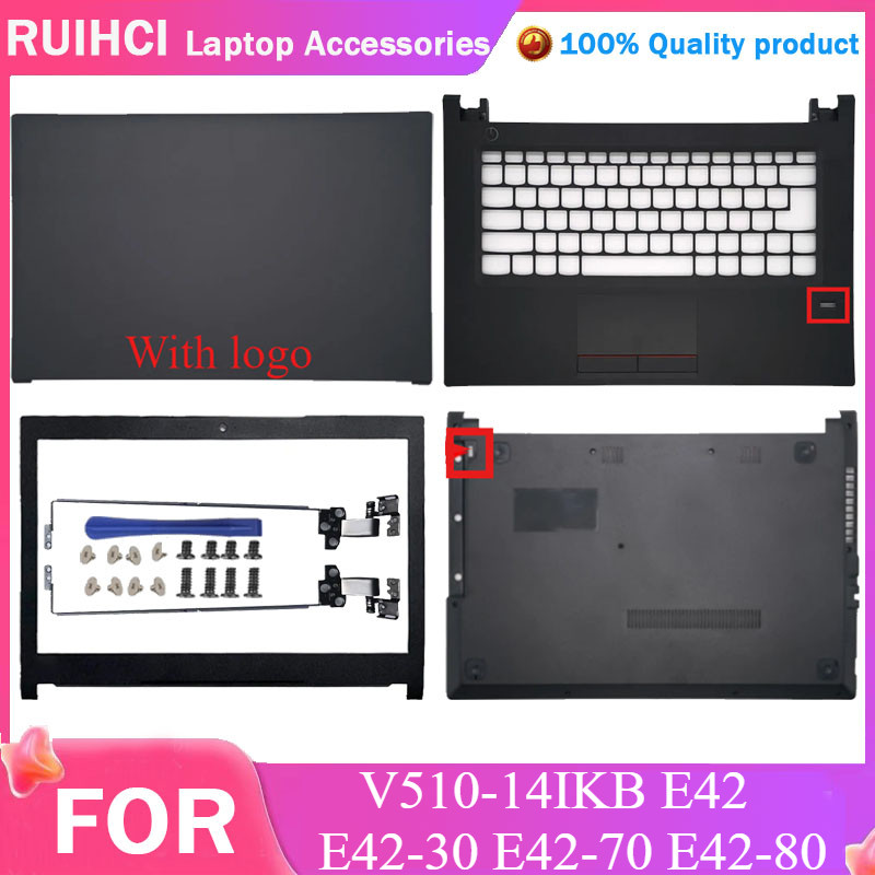 ใหม่กรณีแล็ปท็อปปกหลัง LCD ด้านหน้า Bezel Palmrest ด้านล่างบานพับสําหรับ Lenovo V510-14IKB E42 E42-3