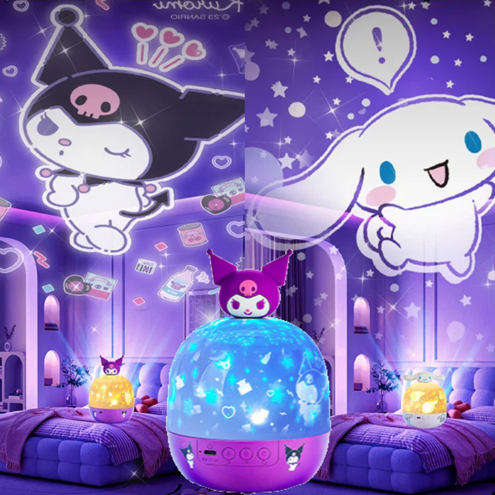 Sanrio Kuromi Starry Sky โปรเจคเตอร์ Night Light เด็กห้องนอน Sleep บรรยากาศโคมไฟของขวัญวันเกิด USB ชาร์จ