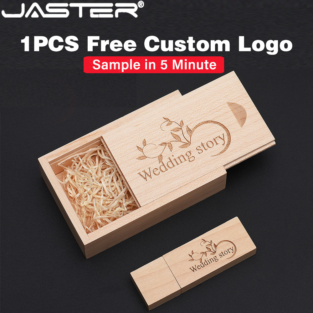 ฟรีโลโก้ที่กําหนดเอง Maple Wood USB 2.0 แฟลชไดรฟ์ 32GB 64GB โลโก้ที่กําหนดเองการถ่ายภาพของขวัญแต่งงาน