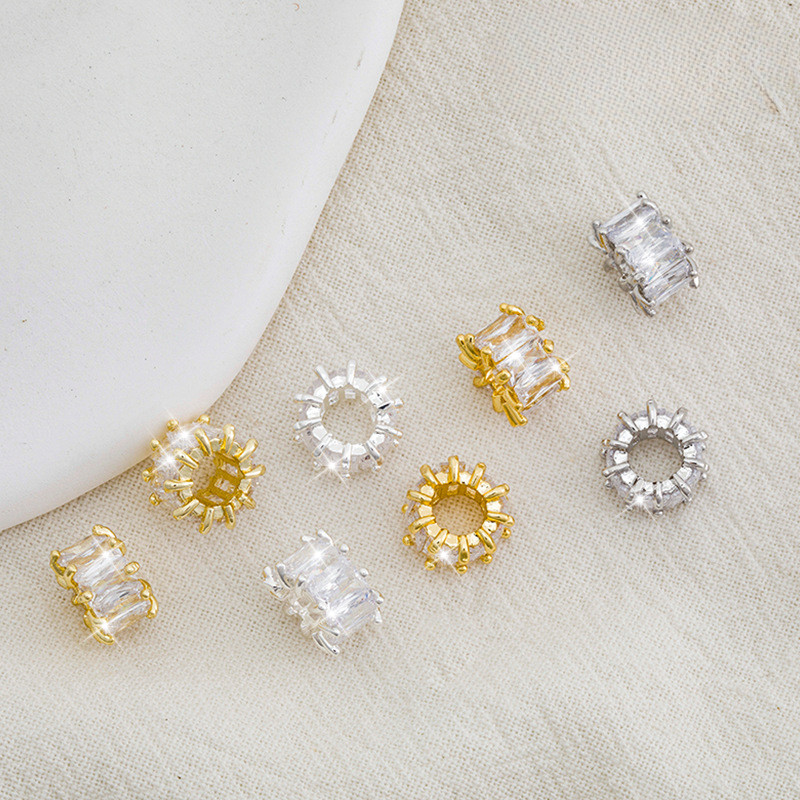 5 ชิ้น/แพ็คสี Retention 14K Gold-Covered Micro-Inlaid Zircon Barrel ลูกปัด diy สร้อยข้อมือลูกปัด