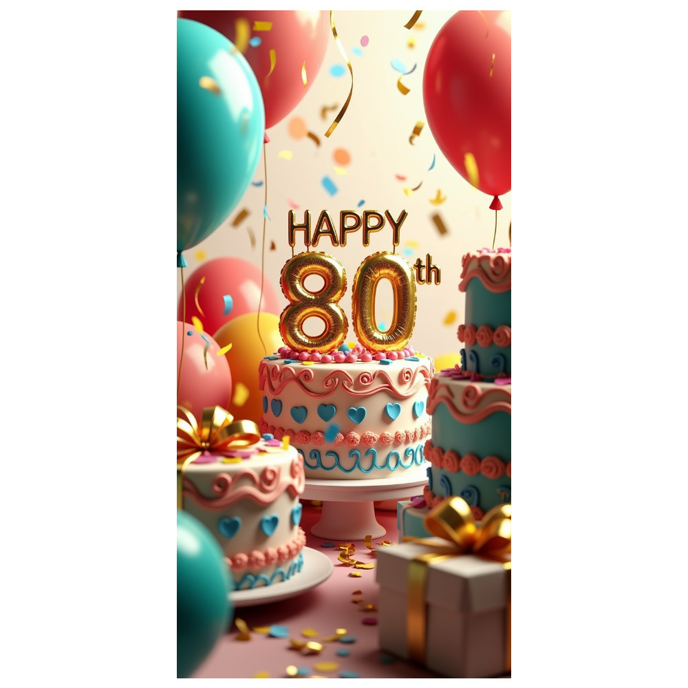 80th ตกแต่งวันเกิดสําหรับผู้หญิงวันเกิดฉากหลังแบนเนอร์ Happy 80th Birthday Party Suppiles อุปกรณ์ถ่า