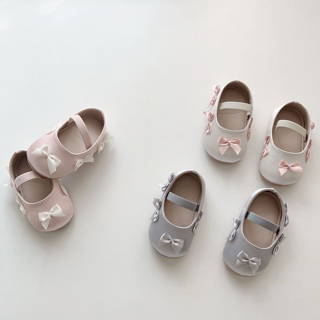 Sweet Girl Baby Bow Shoes All-Match Princess Shoes Baby Soft-Soled รองเท้าหัดเดิน