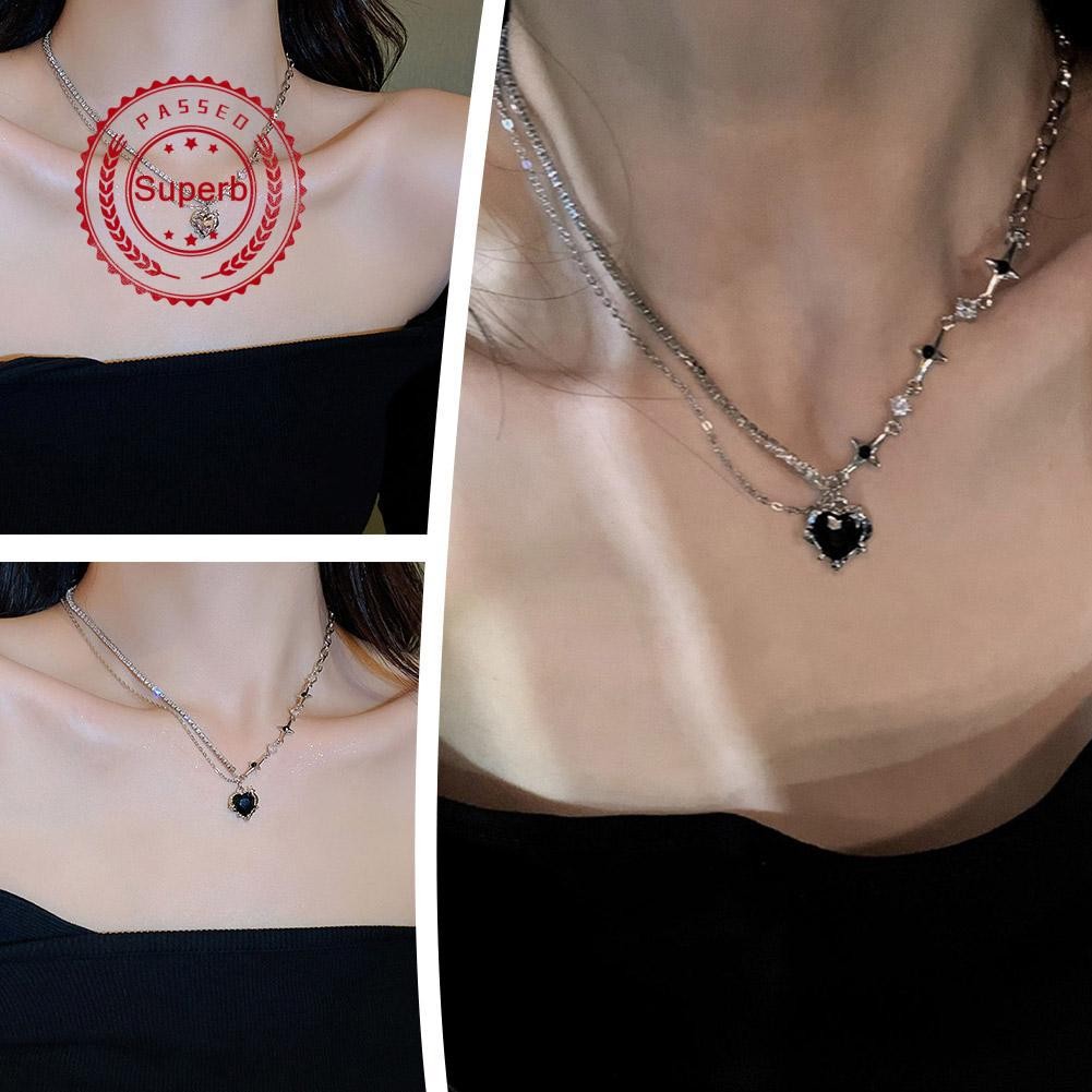 Love Star สร้อยคอ Y2k สไตล์สาวหวานสร้อยคอจี้เกาหลี Clavicle Simple O1a2