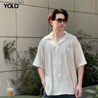 YOLO เสื้อเชิ้ต FREESIZED เสื้อเชิ้อเกลาหลี เสื้อเชิ้ตสีพื้น เสื้อขนสั้นแขนสั้น ติดกระดุมหน้า YT25001