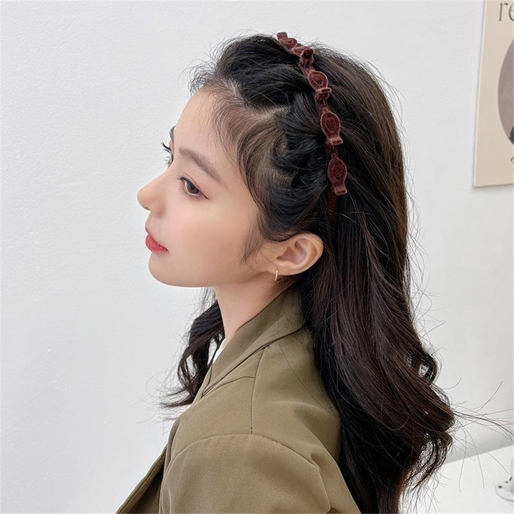 Flocked ผม Braided Hairband หญิง Simple หน้าผาก Noble ผมการ์ดผมหัก Finishing Artifact อารมณ์แถบคาดศีรษะ - รูปที่ 5