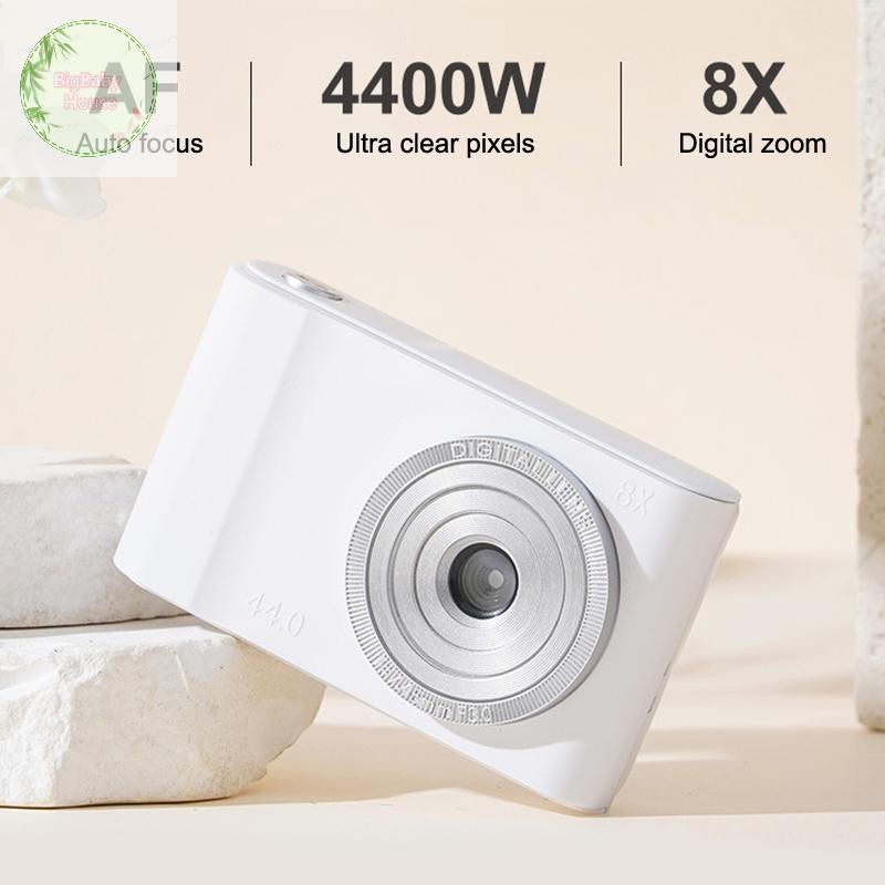 BigBabyHouse 44MP Mini CCD กล้องดิจิตอลพร้อมการ์ดหน่วยความจํา 4K เลนส์คู่ 8X ซูมการเดินทางกล้องสําหรับเด็กหญิงเด็กของขวัญ TH
