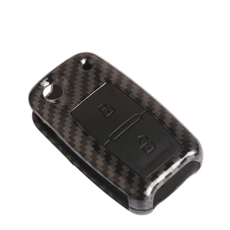 Carbon Fiber 2 Buttons Car Flip Key Cases for Volkswagen VW Amarok Polo Golf Mk4 Mk5 Bora Jetta Seat