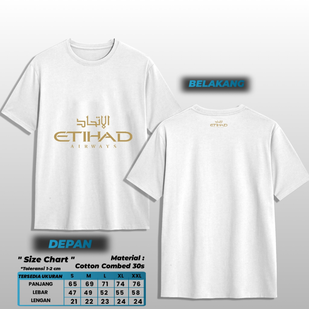 KATUN Etihad Airways Merchandise เสื้อยืด Maskapai MS8 Combed Cotton 30s