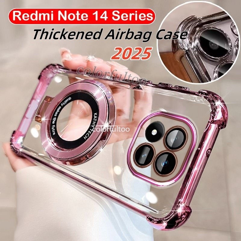 ปลอกอ่อนสําหรับRedmiหมายเหตุ15 14 Pro Plus 14Pro + Note14Pro Note15Pro 4G 5G 2025 Clear Jellyกันกระแทกพร้อมขาตั้งแม่เหล็กผู้ถือหนาถุงลมนิรภัยกันชนฝาครอบโทรศัพท์Shell