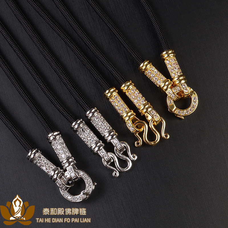 T Thailand Amulet Rope Micro-Set Gold-Plated Quick Release Buckle Pendant Rope Diamond Metal Color R