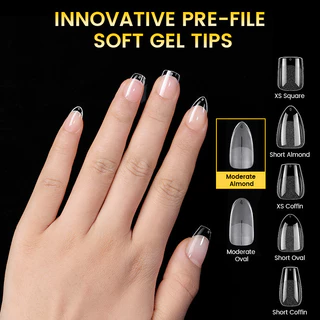 【Local】BORN PRETTY เล็บปลอม Soft Gel 300 ชิ้น/กล่อง ทรงอัลมอนด์ขนาดกลาง-ยาว ครึ่งเล็บ Matte สําหรับฝึกทําเล็บ Art Practice