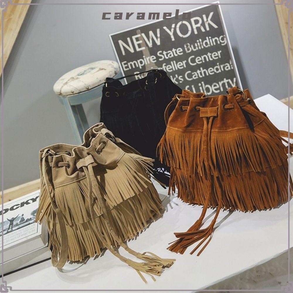 CARAMELO Tote Bag กระเป๋าสะพายข้างแบบปรับได้ทุกการแข่งขันพร้อมพู่ความจุขนาดใหญ่กระเป๋าผู้หญิง