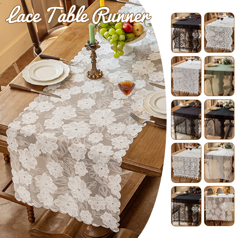 Vintage French Chic Hollow Lace Table Runner Coffee Tea Buffet Wedding Decor