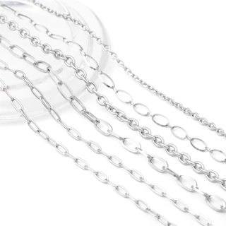 1M/แพ็คเครื่องประดับสแตนเลสโซ่ Cuban Link Chain Basic Punk Chain สําหรับสร้อยคอสร้อยข้อมือ DIY เครื่องประดับทํา