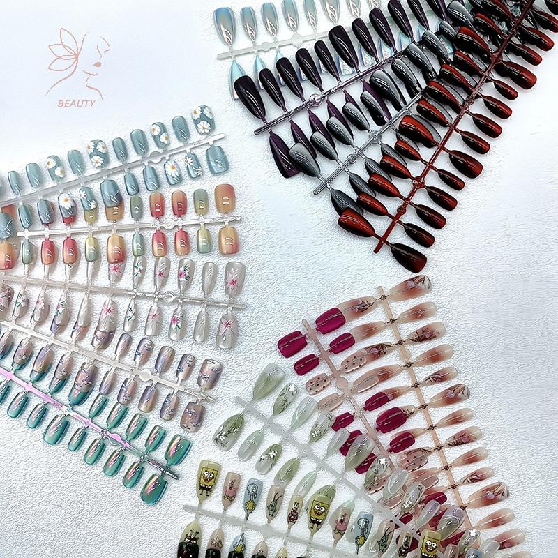 [maybeauty] 30 ชิ้นสั้นสแควร์เล็บปลอม Paw กลีบออกแบบสวมใส่เล็บปลอม Simple ประดิษฐ์กดบนเล็บเคล็ดลับศิลปะตกแต่ง {TH}